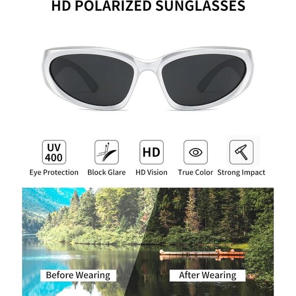 Y2K 3Pack Polarized Sunglasses Unisex Wrap Around Fashion Sport Shades UV400 main image 6